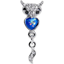 Load image into Gallery viewer, 16G 1/4 Blue Faux Opal Heart of an Owl Dangle Cartilage Earring

