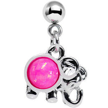Load image into Gallery viewer, 16G 1/4 Pink Faux Opal Elephant Dangle Tragus Cartilage Earring
