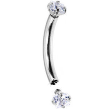 Load image into Gallery viewer, 16G 5/16 Clear 2mm CZ Steel Internally Threaded Eyebrow Ring
