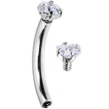 Load image into Gallery viewer, 16G 5/16 Clear 2mm CZ Steel Internally Threaded Eyebrow Ring
