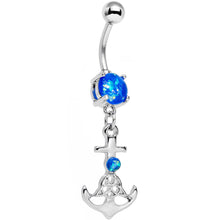 将图片加载到图库查看器，Aqua Faux Opal Celtic Knot Anchor Dangle Belly Ring
