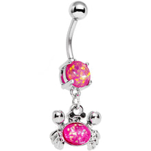 Load image into Gallery viewer, Pink Faux Opal Get Ready to Grab a Crab Dangle Belly Ring
