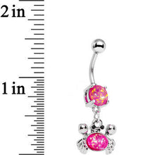 Load image into Gallery viewer, Pink Faux Opal Get Ready to Grab a Crab Dangle Belly Ring
