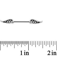 将图片加载到图库查看器，14G 9/16 Steel Fly with the Angel Wings Nipple Barbell Set
