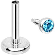Load image into Gallery viewer, 18G 1/4 Aqua 2mm CZ Gem Internally Threaded Cartilage Earring
