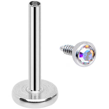 Load image into Gallery viewer, 18G 5/16 Aurora 2mm CZ Internally Threaded Labret Monroe Tragus
