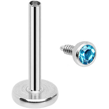 将图片加载到图库查看器，18G 5/16 Aqua 2mm CZ Internally Threaded Labret Monroe Tragus
