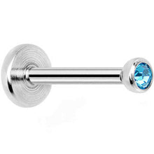 将图片加载到图库查看器，18G 5/16 Aqua 2mm CZ Internally Threaded Labret Monroe Tragus
