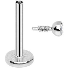 Load image into Gallery viewer, 18G 5/16 Clear 2mm CZ Internally Threaded Labret Monroe Tragus
