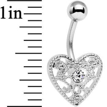 将图片加载到图库查看器，Clear Gem Heavy Heart Belly Ring
