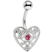 Load image into Gallery viewer, Pink Gem Heavy Heart Belly Ring
