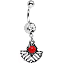 将图片加载到图库查看器，Clear Red Gem Framework Fan Dangle Belly Ring
