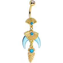 将图片加载到图库查看器，Faux Turquoise Gold PVD Phoenicia Dangle Belly Ring
