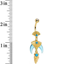 将图片加载到图库查看器，Faux Turquoise Gold PVD Phoenicia Dangle Belly Ring
