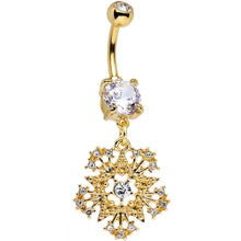 将图片加载到图库查看器，Clear Gem Gold PVD Stunning Snowflake Star Dangle Belly Ring
