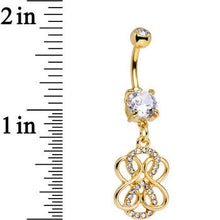 将图片加载到图库查看器，Clear Gem Gold PVD Mobius Strip Infinity Dangle Belly Ring
