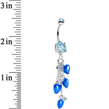 将图片加载到图库查看器，Aqua Gem Blue Orb Hearts Dangle Belly Ring
