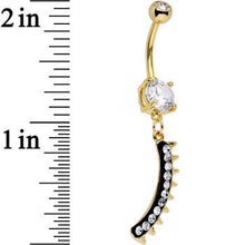 将图片加载到图库查看器，Clear Gem Gold Anodized Euclidian Strip Dangle Belly Ring

