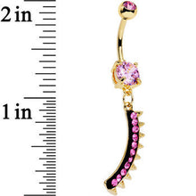 Load image into Gallery viewer, Pink Gem Gold Anodized Euclidian Strip Dangle Belly Ring
