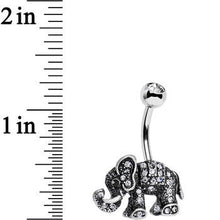 将图片加载到图库查看器，Clear Gem Lucky Little Elephant Belly Ring
