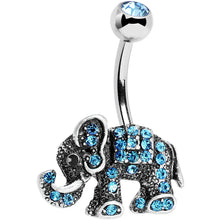 Load image into Gallery viewer, Aqua Gem Lucky Little Elephant Belly Ring
