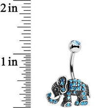 Load image into Gallery viewer, Aqua Gem Lucky Little Elephant Belly Ring
