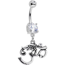 将图片加载到图库查看器，Clear Gem Om My Favorite Lucky Elephant Dangle Belly Ring
