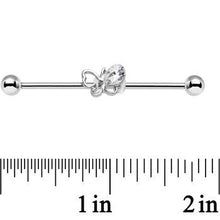 Load image into Gallery viewer, 14G Clear Gem Frolicking Butterfly Industrial Barbell 38mm
