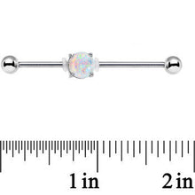 Load image into Gallery viewer, 14G White Faux Opal Opulence Industrial Barbell 38mm
