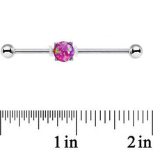 Load image into Gallery viewer, 14G Pink Faux Opal Opulence Industrial Barbell 38mm
