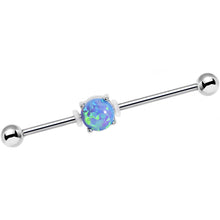 Load image into Gallery viewer, 14G Blue Faux Opal Opulence Industrial Barbell 38mm
