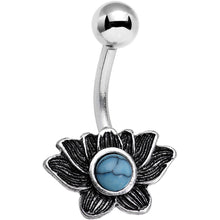 将图片加载到图库查看器，Faux Turquoise Southwest Horizon Flower Belly Ring
