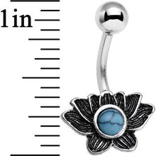 将图片加载到图库查看器，Faux Turquoise Southwest Horizon Flower Belly Ring
