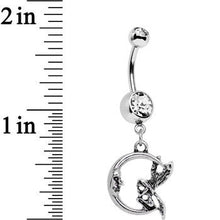 Load image into Gallery viewer, Clear Gem Fairly Fairy Moon Dangle Belly Ring
