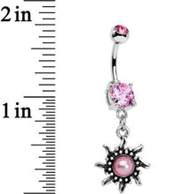 将图片加载到图库查看器，Pink Gem Frosted Pink Orb Spun Sun Dangle Belly Ring
