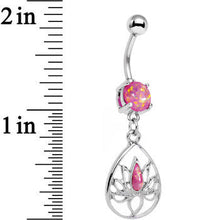 Load image into Gallery viewer, Pink Faux Opal Wrap It Up Lotus Flower Dangle Belly Ring

