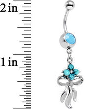 将图片加载到图库查看器，Faux Turquoise Southwestern Bundle and Bow Dangle Belly Ring
