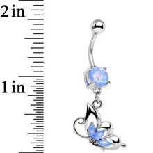 将图片加载到图库查看器，Light Blue Faux Opal Be With Me Butterfly Dangle Belly Ring
