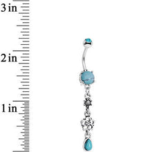 将图片加载到图库查看器，Faux Turquoise Daisy Chain Flower Dangle Belly Ring
