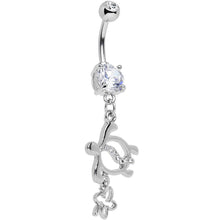 Load image into Gallery viewer, Clear Gem Love My Tortoise Heart Dangle Belly Ring
