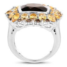 Load image into Gallery viewer, 9.16 Carat Genuine Smoky Quartz &amp; Citrine .925 Sterling Silver Ring

