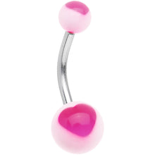 Load image into Gallery viewer, White UV Acrylic Party Pink Hearts Belly Ring
