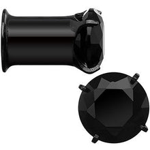 将图片加载到图库查看器，2G Black CZ Gem Black IP Bling Double Flare Plug Set
