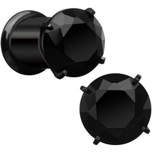 将图片加载到图库查看器，2G Black CZ Gem Black IP Bling Double Flare Plug Set
