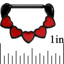 Load image into Gallery viewer, 14G 9/16 Black Anodized Line Up Your Love Heart Nipple Clicker Set
