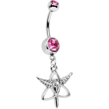 将图片加载到图库查看器，Pink Gem Heroic Heralds Staff and Trinity Dangle Belly Ring
