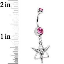 将图片加载到图库查看器，Pink Gem Heroic Heralds Staff and Trinity Dangle Belly Ring
