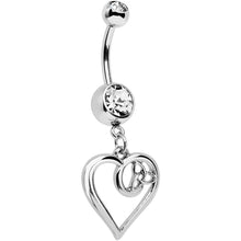 将图片加载到图库查看器，Clear Gem Twisted Trinity Heart Dangle Belly Ring
