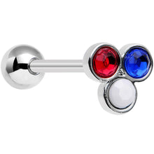 Load image into Gallery viewer, Red White and Blue Gem All American Barbell Tongue Ring
