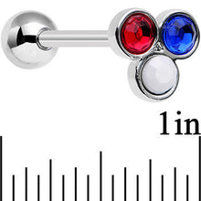 Load image into Gallery viewer, Red White and Blue Gem All American Barbell Tongue Ring
